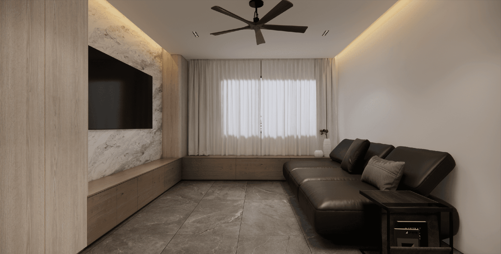 Warm modern home interior design Singapore