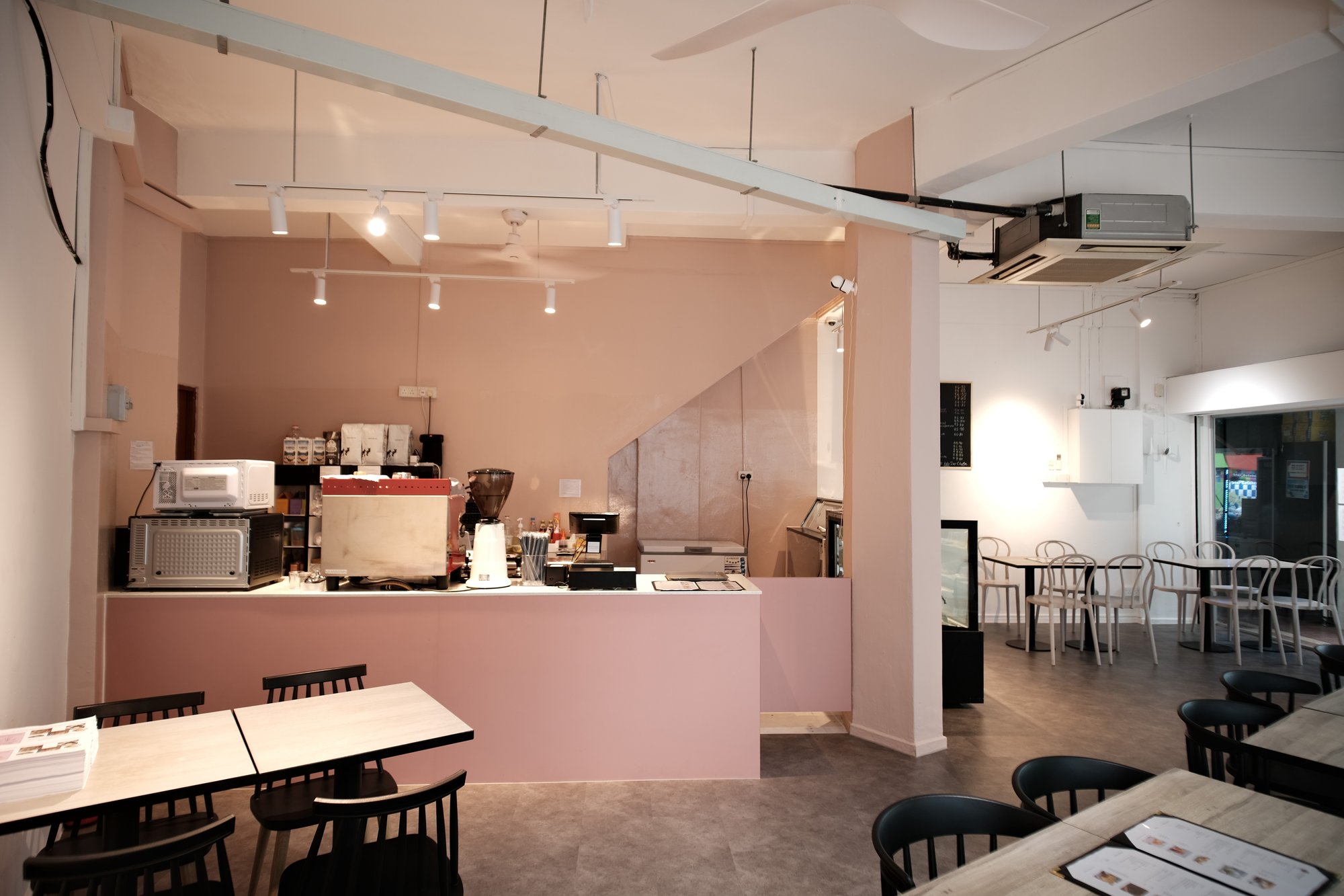 Modern cafe seating interior design Singapore