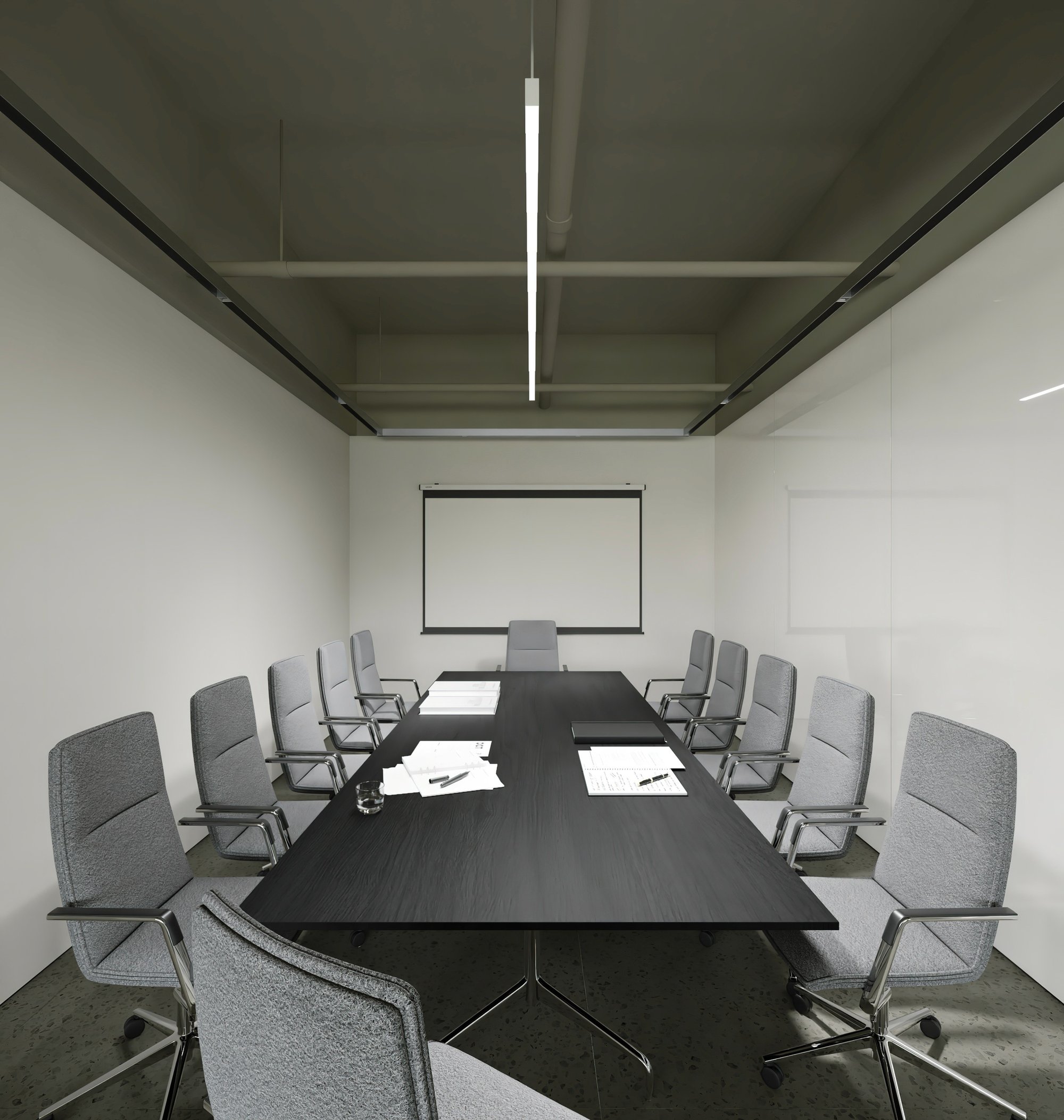 Detail shot of fluted oak wood textures in a commercial office renovation project