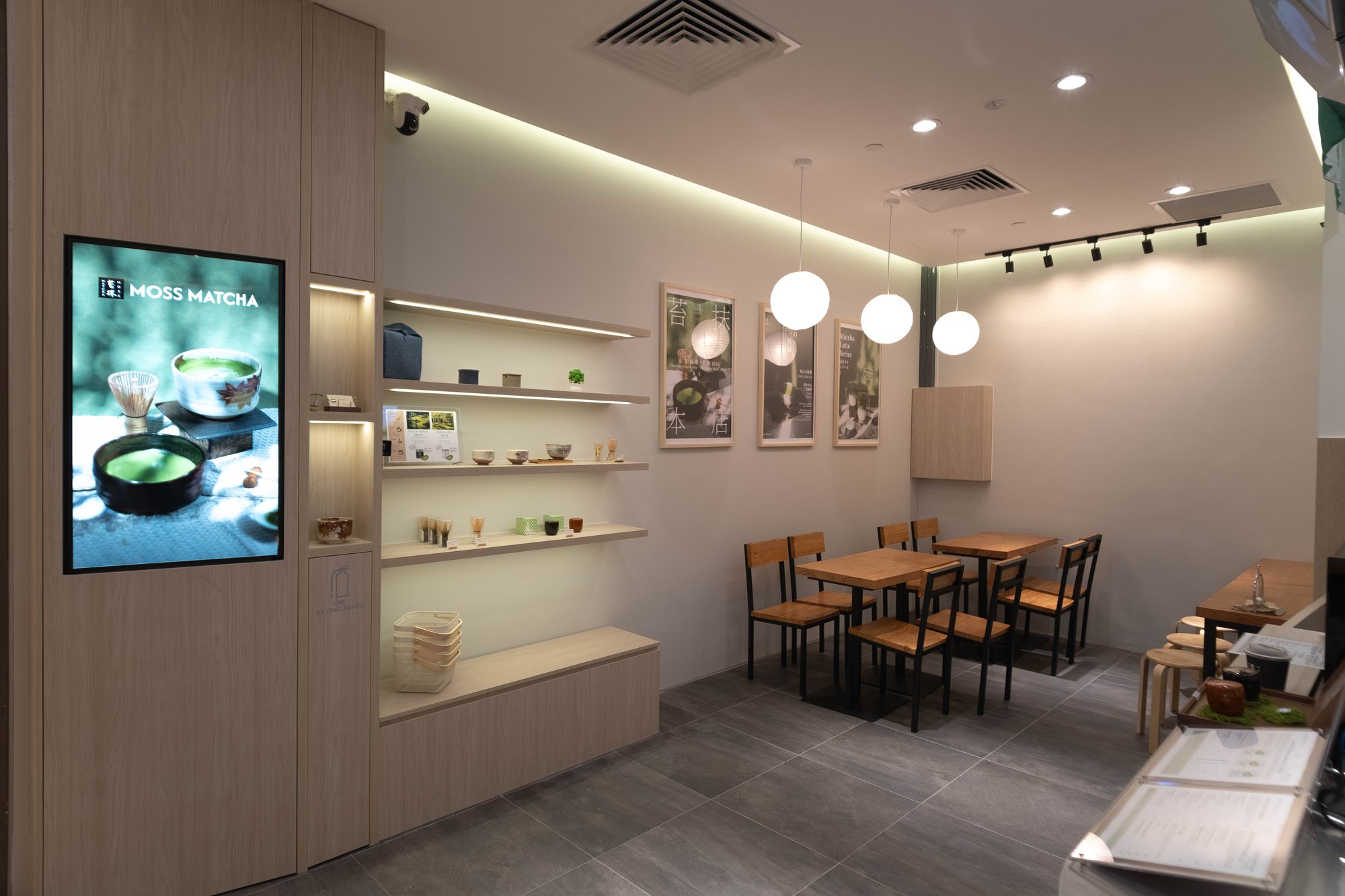 Matcha bar counter cafe renovation Singapore commercial F&B interior design