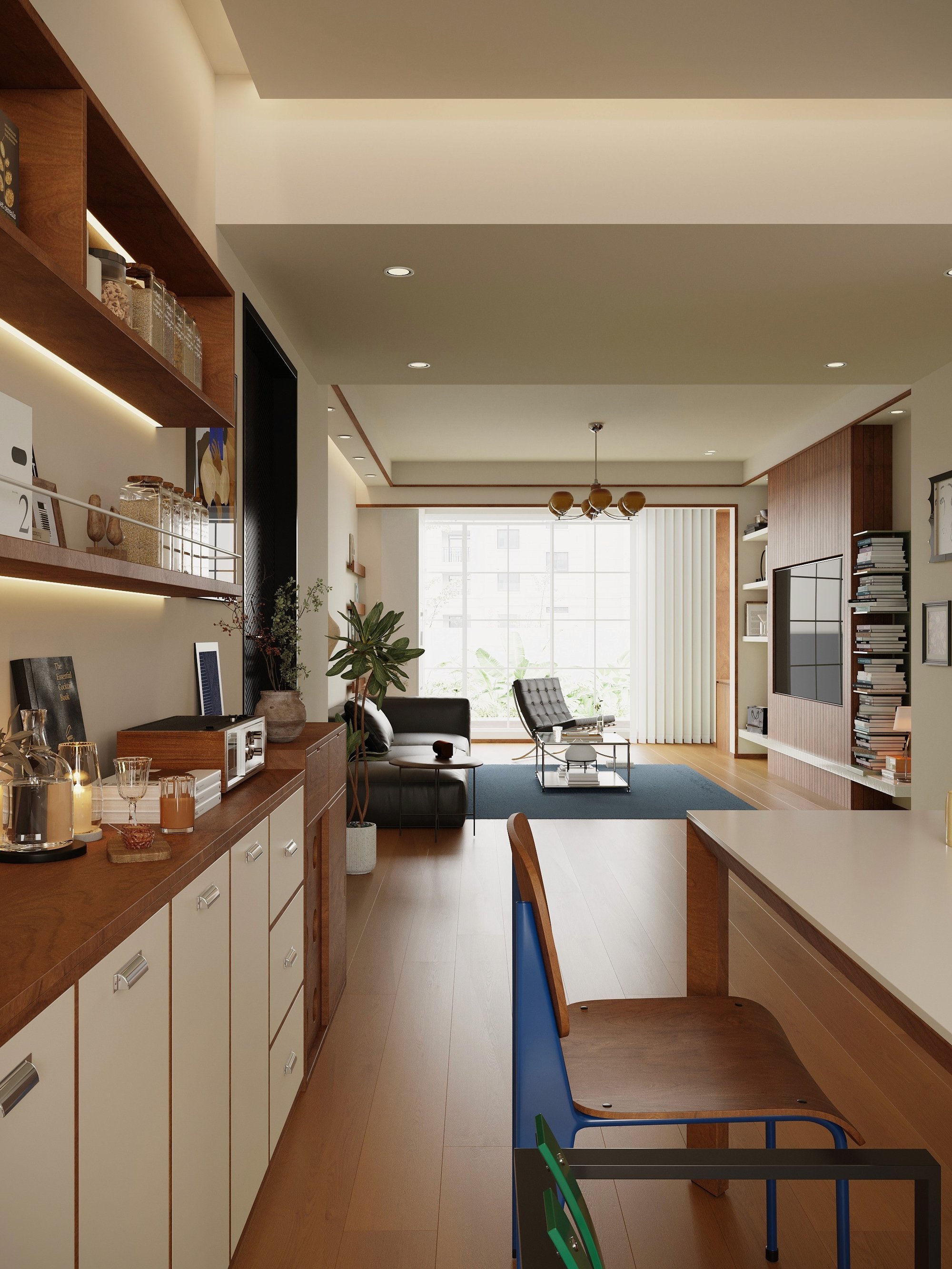 Modern residential living room interior Singapore serene design