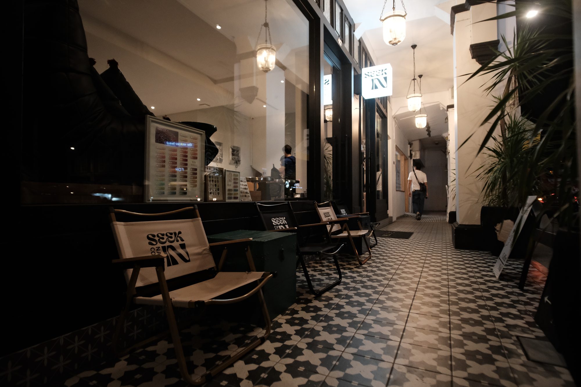 Specialty coffee counter and nail salon lounge activating a hotel lobby Seek In Nail and Cafe Singapore